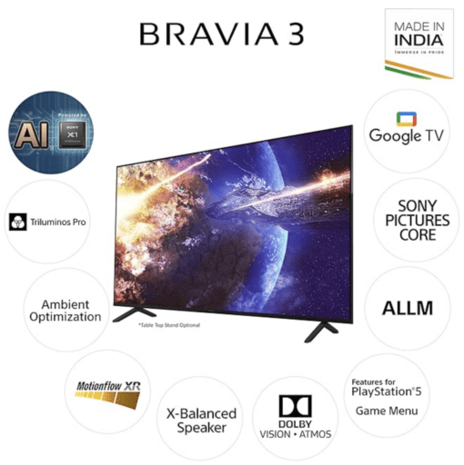 Sony BRAVIA 3 Series 139 cm (55 inches) 4K Ultra HD AI Smart LED Google TV K-55S30B (Black) - Image 2